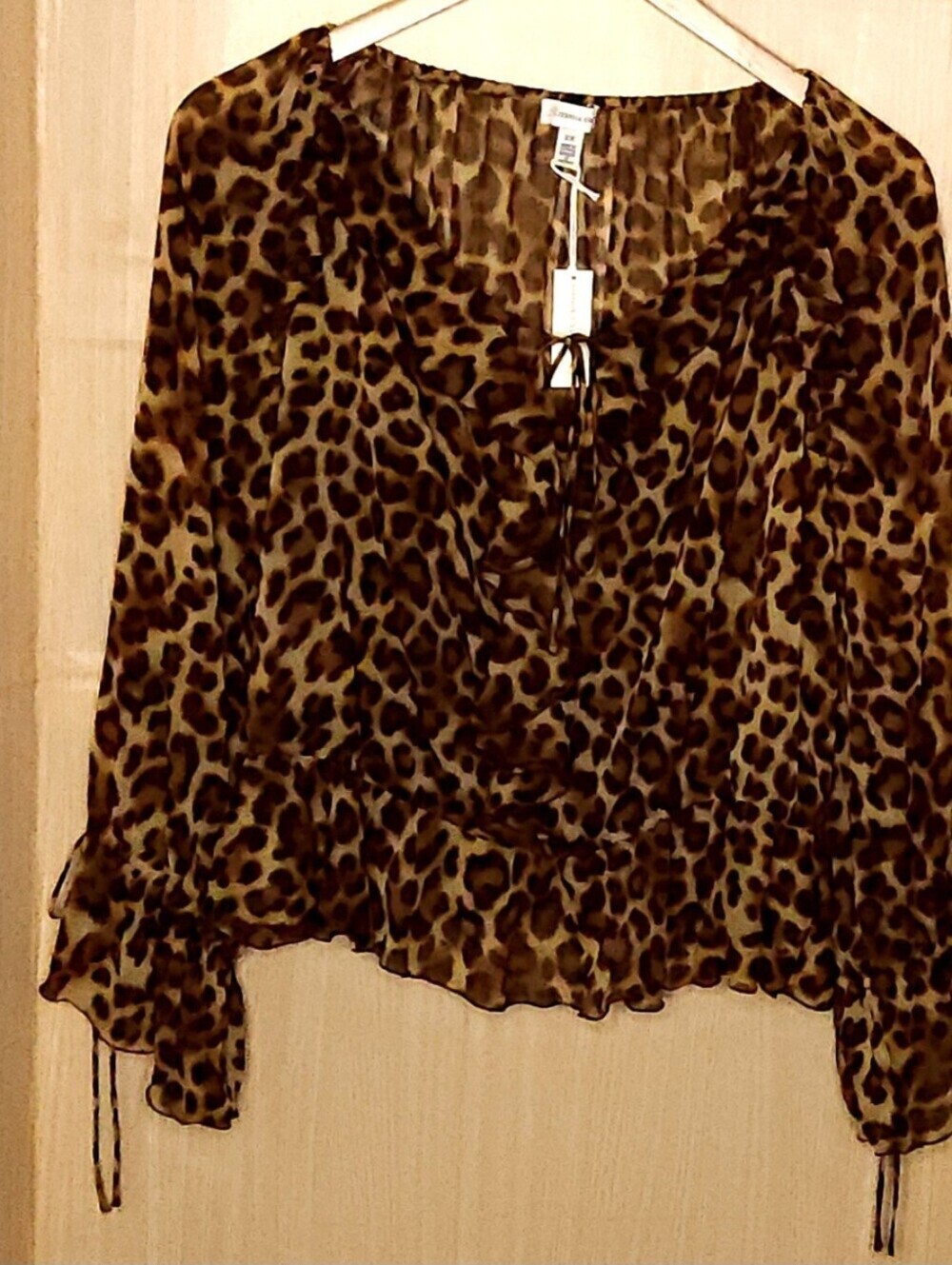 Jessica Simpson new women’s plus leopard print off the shoulder semi sheer loose